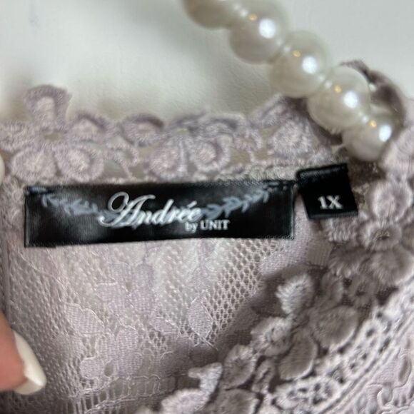Andree by Unit boho bohemian lavender purple dress size 1X lace - Picture 9 of 13